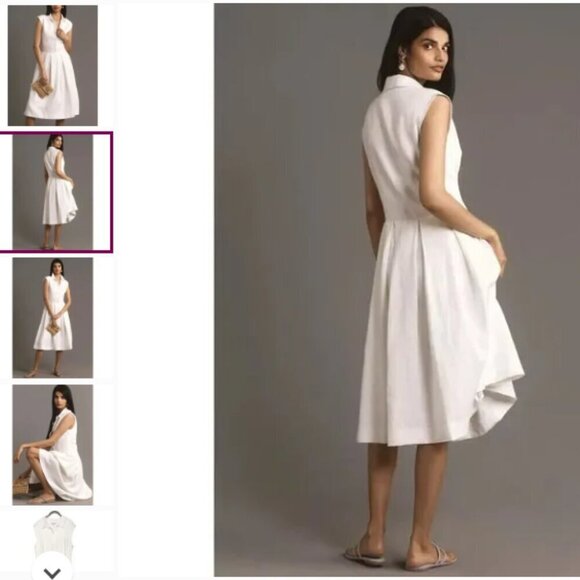 NWOT REFORMATION Prim Linen Midi Dress // White // Size 12 - Picture 3 of 11